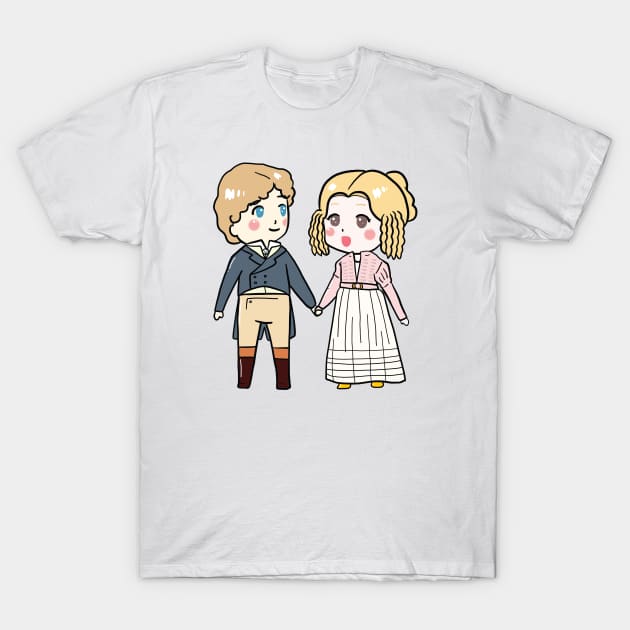 Kawaii Chibi Emma and Mr Knightley Drawing T-Shirt by MariOyama